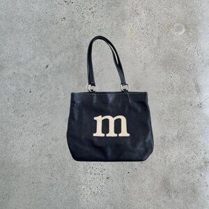 Vintage Black leather initial bag
